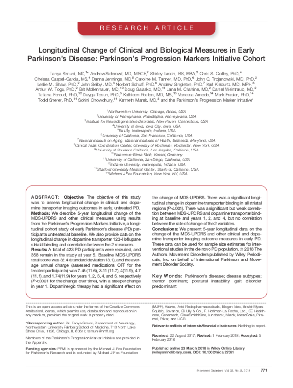 (PDF) Longitudinal change of clinical and biological measures in early ...
