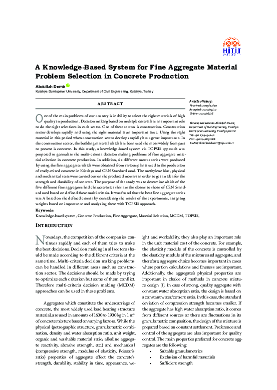 (PDF) A Knowledge-Based System for Fine Aggregate Material Problem ...