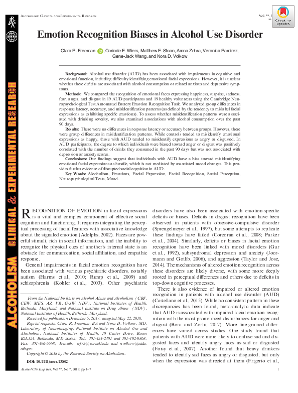 (PDF) Emotion Recognition Biases in Alcohol Use Disorder