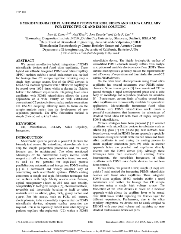 (PDF) Hybrid integrated platform of PDMS microfluidics and Silica ...