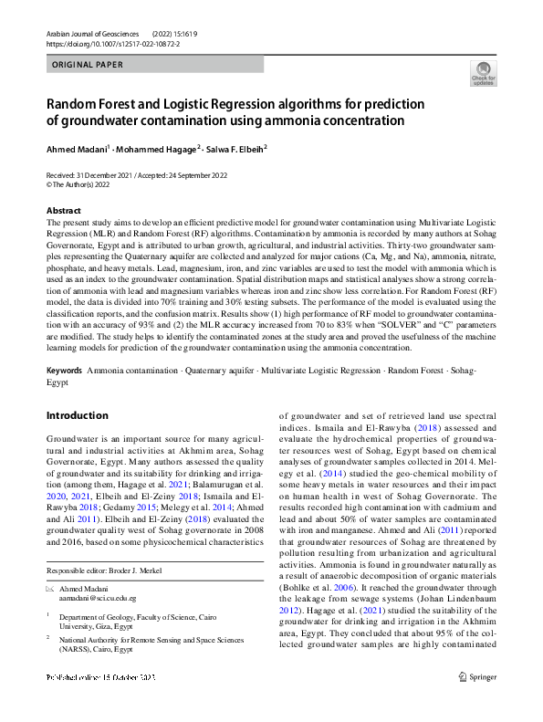 (PDF) Random Forest and Logistic Regression algorithms for prediction ...