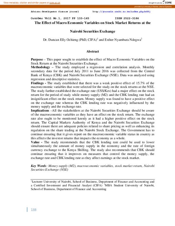 (PDF) The Effect of Macro Economic Variables on Stock Market Returns at ...