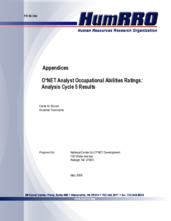 (PDF) O*NET Analyst Occupational Abilities Ratings: Analysis Cycle 2 ...