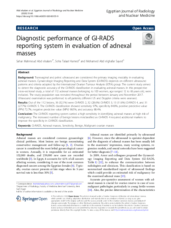 (PDF) Diagnostic performance of GI-RADS reporting system in evaluation ...