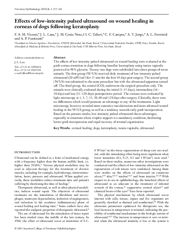 (PDF) Effects of low-intensity pulsed ultrasound on wound healing in ...