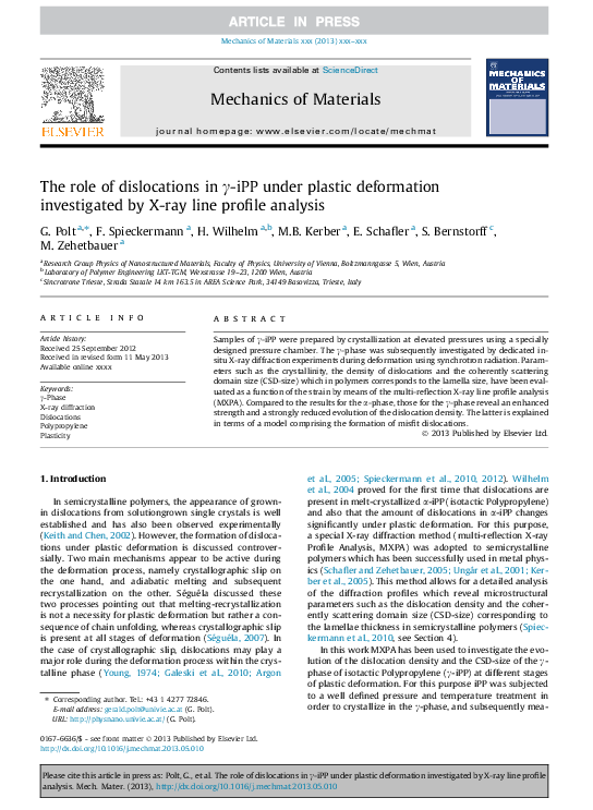 (PDF) The role of dislocations in γ-iPP under plastic deformation ...