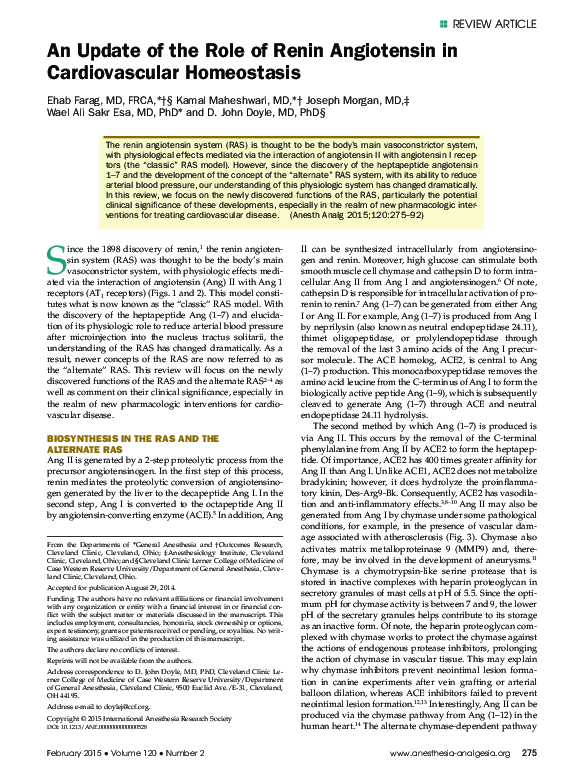 (PDF) An update of the role of Renin Angiotensin in cardiovascular ...