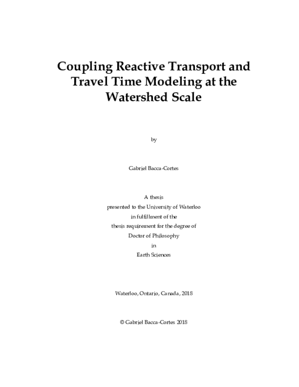 (PDF) Coupling reactive transport and travel time modeling at the ...