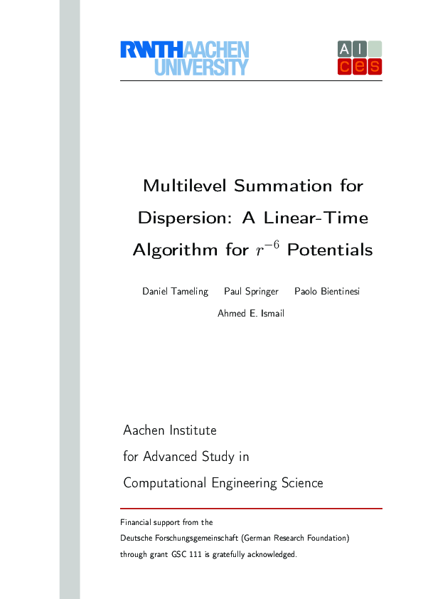 Multilevel summation for dispersion: A linear-time algorithm for r −6 potentials