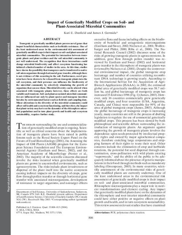 (PDF) Impact of Genetically Modified Crops on Soil- and Plant ...
