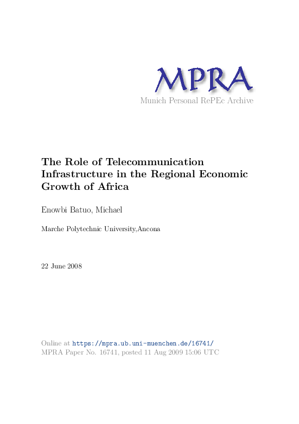 (PDF) The Role of Telecommunications Infrastructure In The Regional ...
