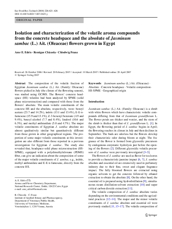 (PDF) Isolation and characterization of the volatile aroma compounds ...