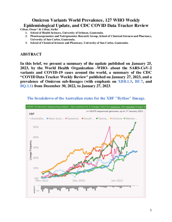 (PDF) Omicron Variants World Prevalence, 127 WHO Weekly Epidemiological ...