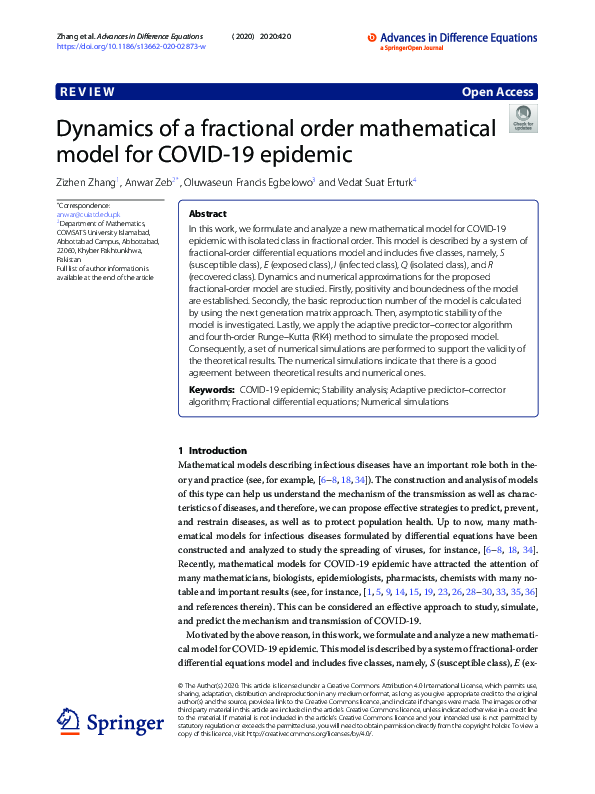 (PDF) Dynamics of a fractional order mathematical model for COVID-19 ...