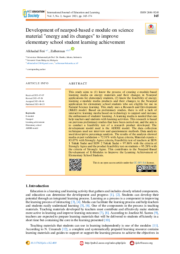 (PDF) Development of nearpod-based e module on science material 