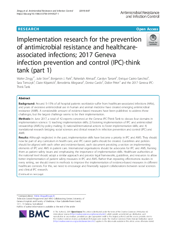 (PDF) Implementation research for the prevention of antimicrobial ...