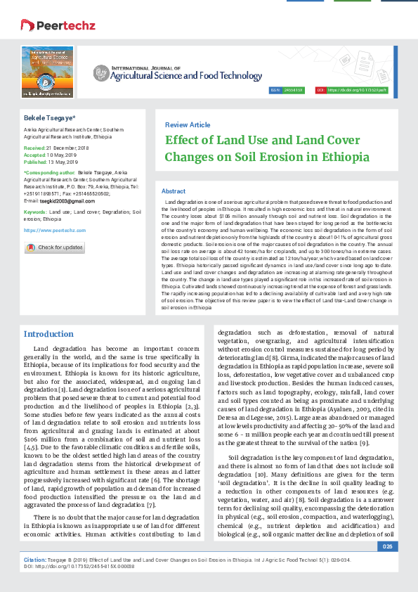 (PDF) Effect of Land Use and Land Cover Changes on Soil Erosion in Ethiopia