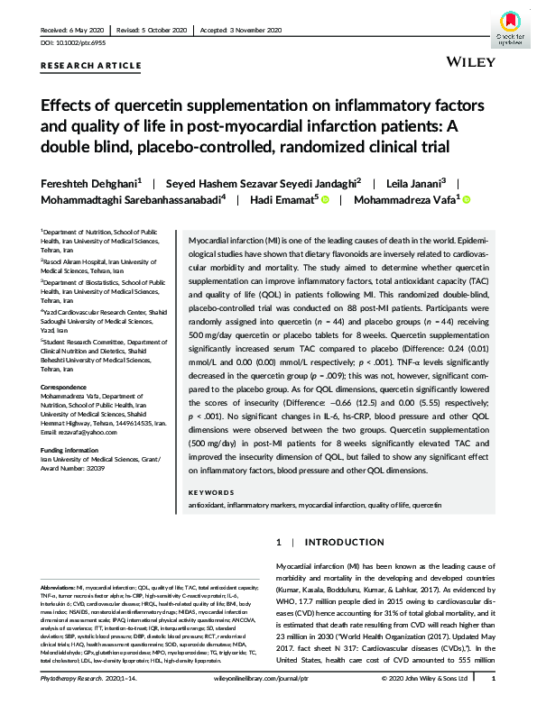 (PDF) Effects of quercetin supplementation on inflammatory factors and ...