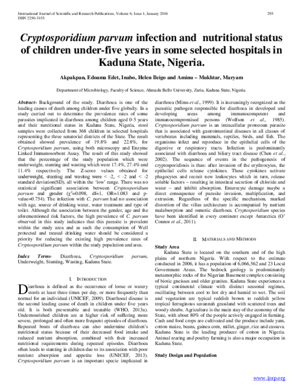 (PDF) Cryptosporidium parvum infection and nutritional status of ...