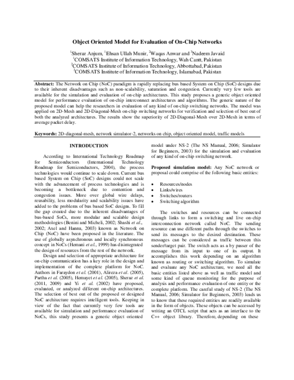 (PDF) Object Oriented Model for Evaluation of On-Chip Networks