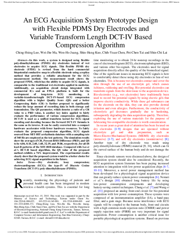 (PDF) An ECG Acquisition System Prototype Design with Flexible PDMS Dry ...