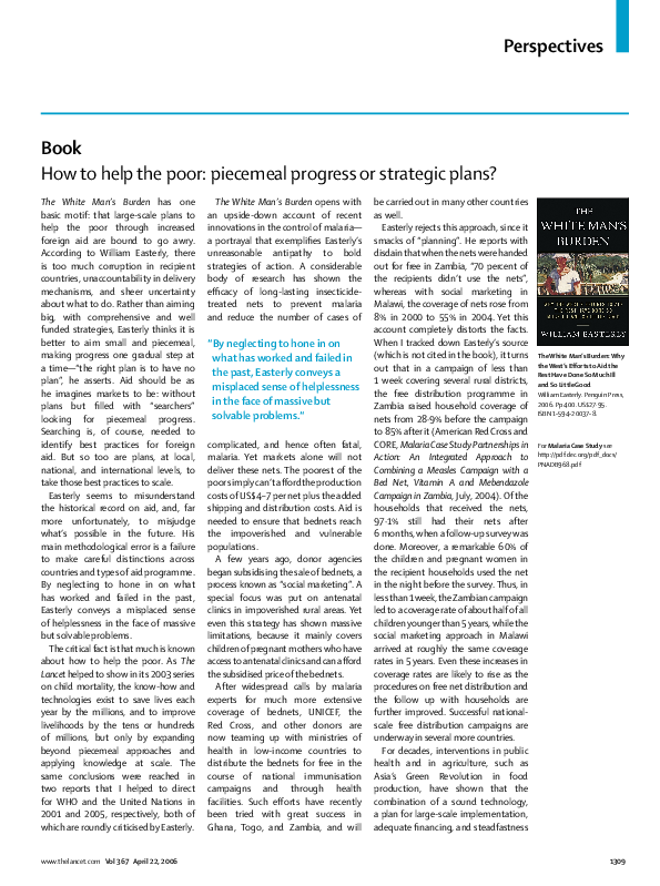 (PDF) How to help the poor: piecemeal progress or strategic plans?
