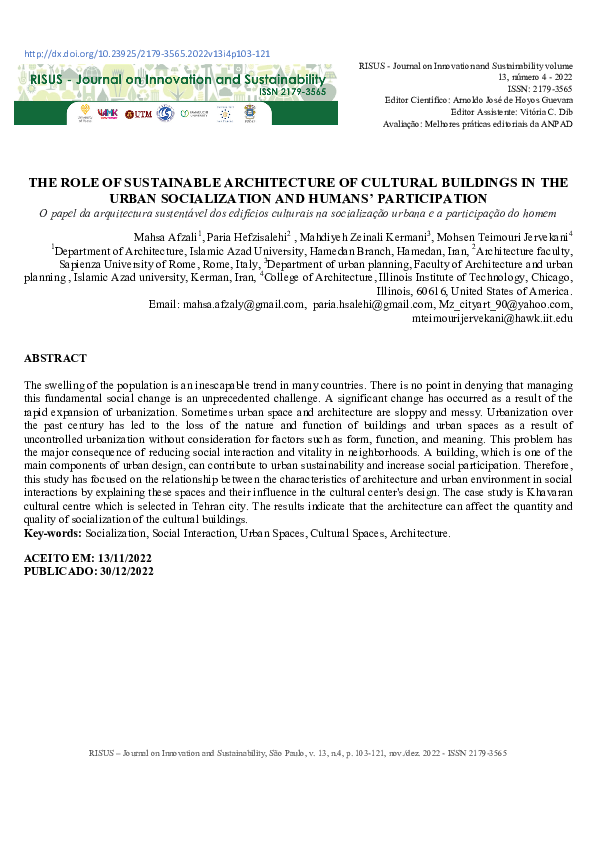 (PDF) THE ROLE OF SUSTAINABLE ARCHITECTURE OF CULTURAL BUILDINGS IN THE ...