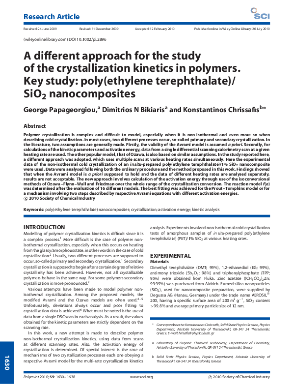 (PDF) A different approach for the study of the crystallization ...