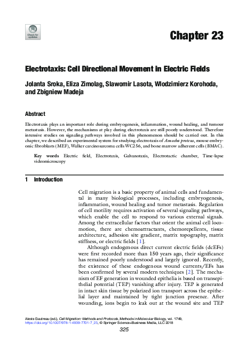 (PDF) Electrotaxis: Cell Directional Movement in Electric Fields