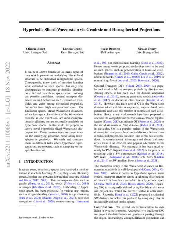 (PDF) Hyperbolic Sliced-Wasserstein via Geodesic and Horospherical ...
