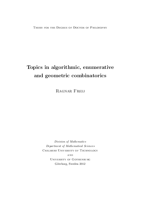 (PDF) Topics in algorithmic, enumerative and geometric combinatorics