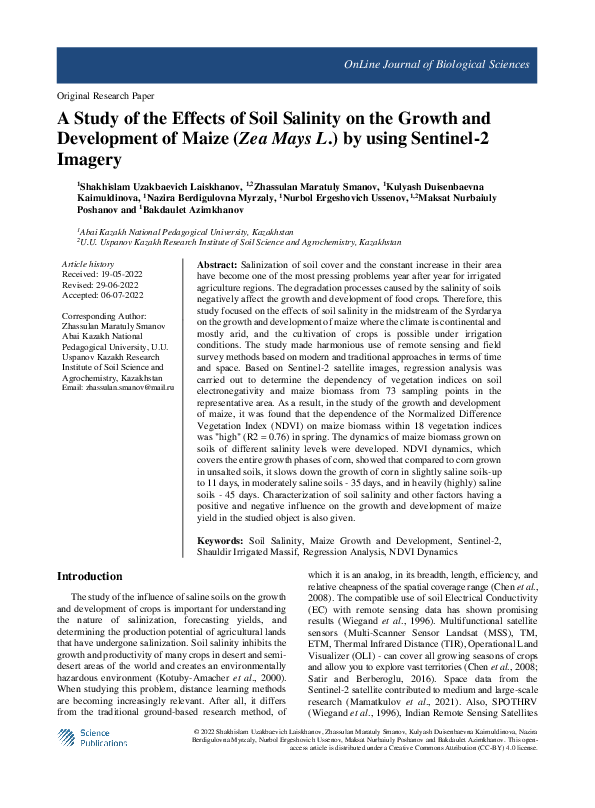 (PDF) A Study of the Effects of Soil Salinity on the Growth and ...