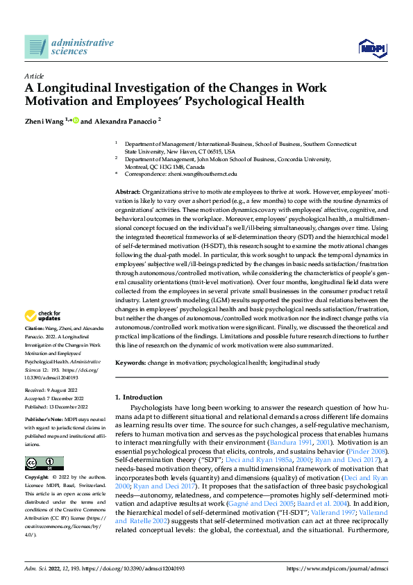 (PDF) A Longitudinal Investigation of the Changes in Work Motivation ...
