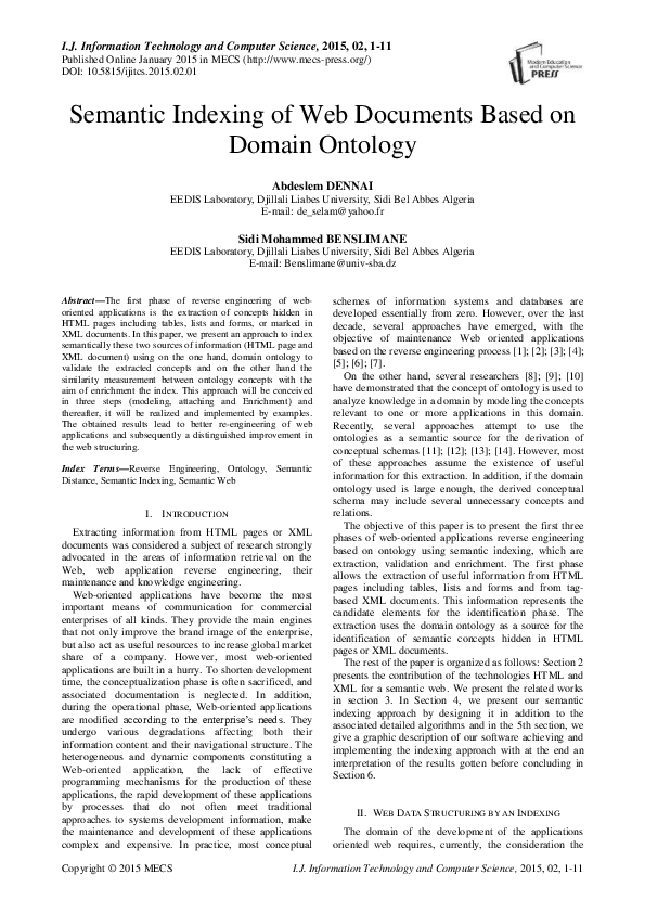 (PDF) Semantic Indexing of Web Documents Based on Domain Ontology