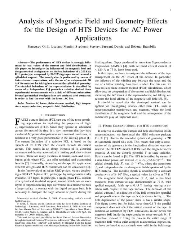 (PDF) Analysis of Magnetic Field and Geometry Effects for the Design of ...