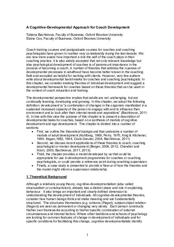 (PDF) A cognitive-developmental approach for coach development