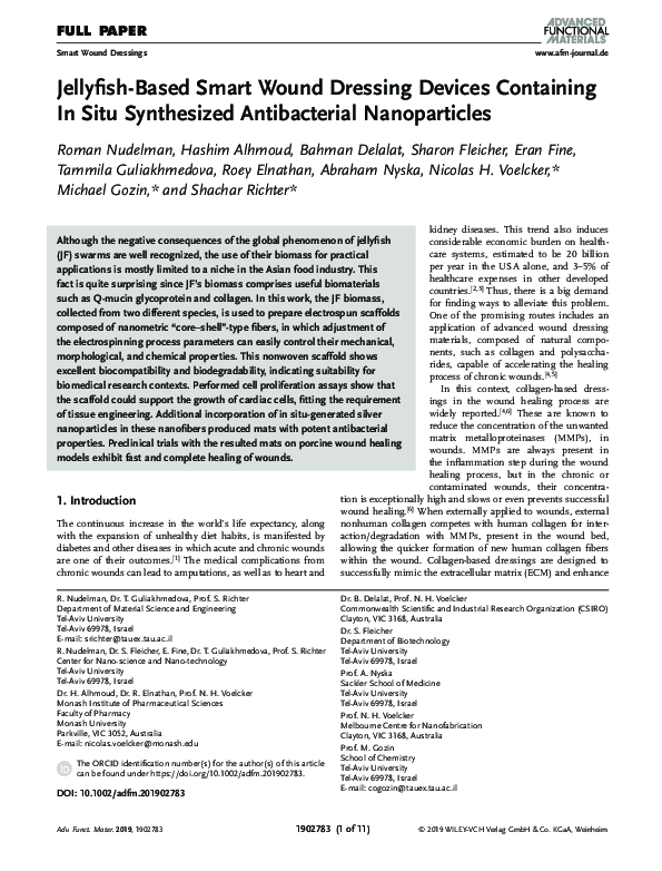 (PDF) Jellyfish‐Based Smart Wound Dressing Devices Containing In Situ ...