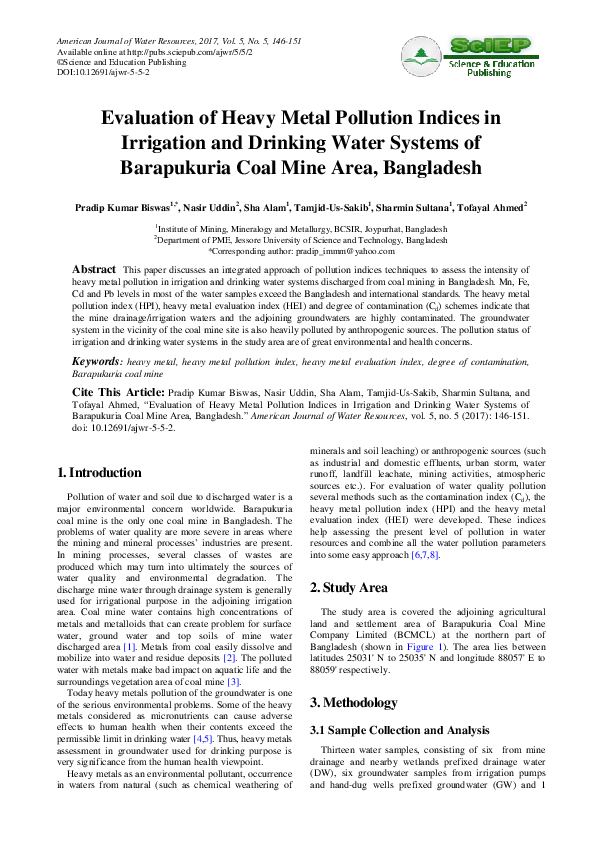 (PDF) Evaluation of Heavy Metal Pollution Indices in Irrigation and ...