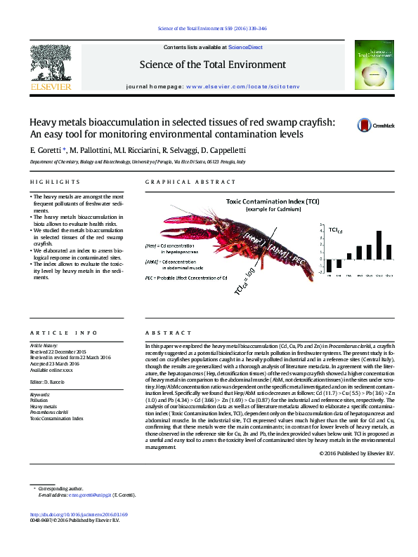 (PDF) Heavy metals bioaccumulation in selected tissues of red swamp ...