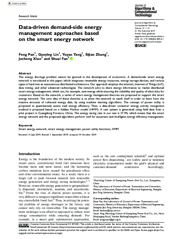 Pdf Data Driven Demand Side Energy Management Approaches Based On The