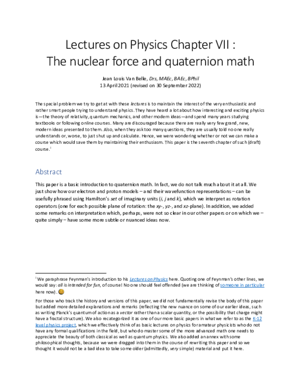 (PDF) Lectures on Physics Chapter VII : The nuclear force and ...