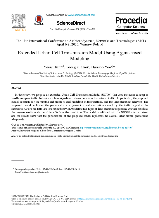 (PDF) Extended Urban Cell Transmission Model Using Agent-based Modeling