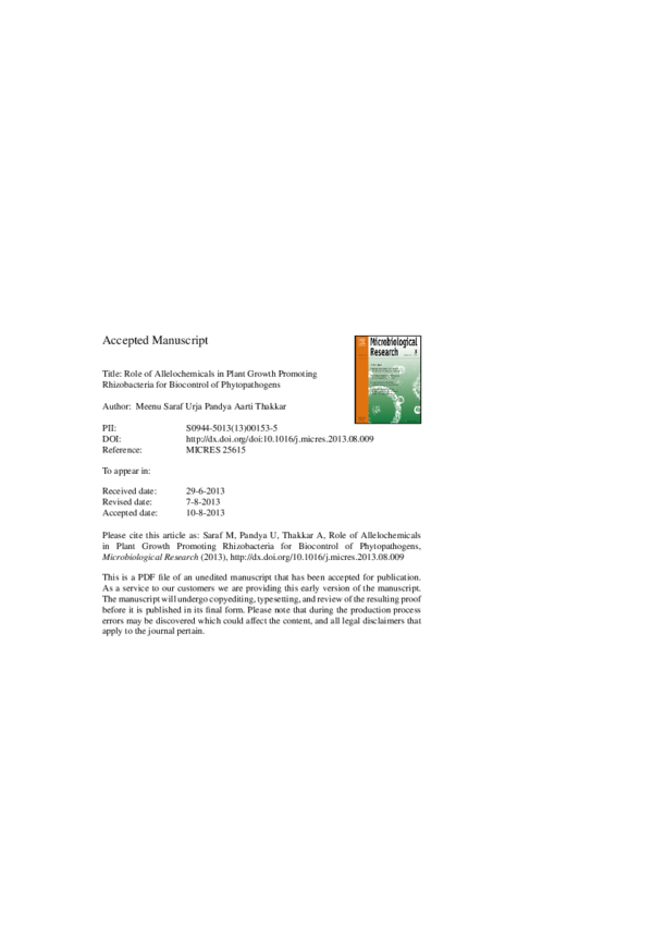 (PDF) Role of allelochemicals in plant growth promoting rhizobacteria ...