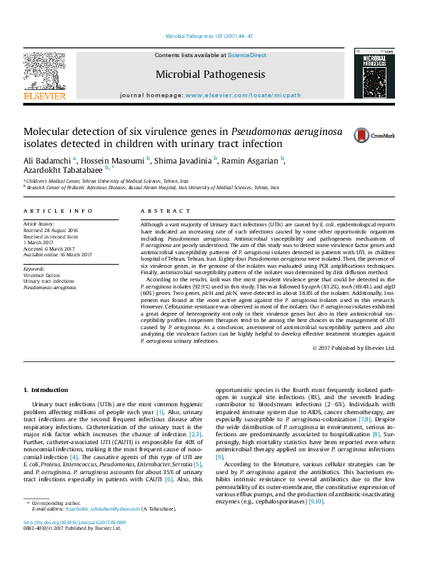 (PDF) Molecular detection of six virulence genes in Pseudomonas ...
