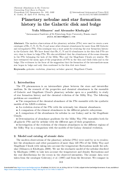 (PDF) Planetary nebulae and star formation history in the Galactic disk ...