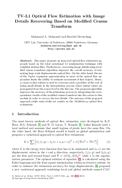 (PDF) TV-L1 Optical Flow Estimation with Image Details Recovering Based ...
