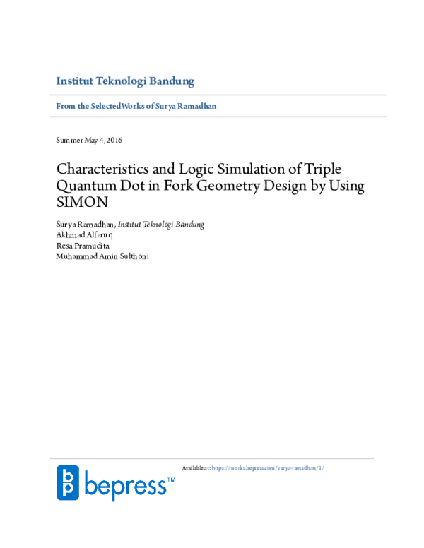 (PDF) Characteristics and Logic Simulation of Triple Quantum Dot in ...
