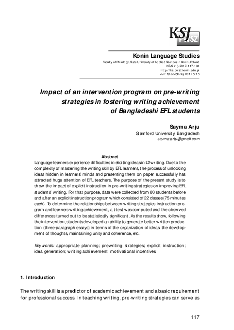 (PDF) Impact of an intervention program on pre-writing strategies in ...