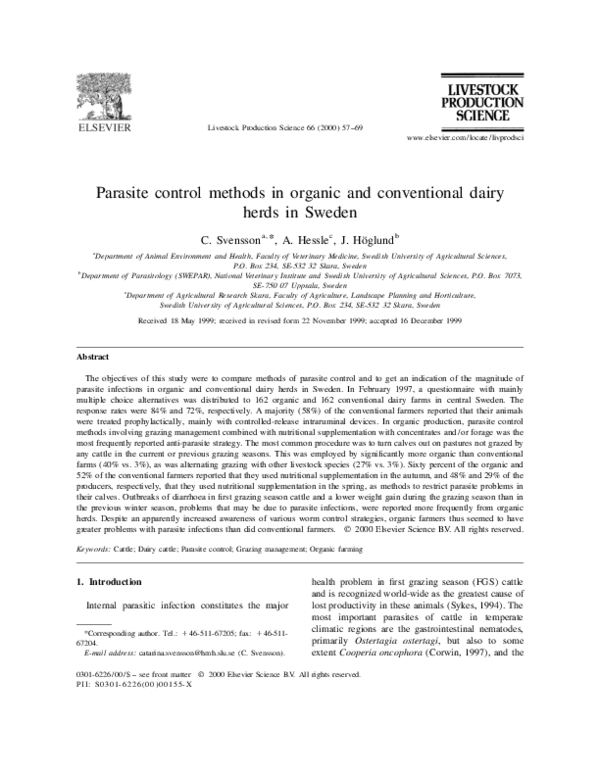 (PDF) Parasite control methods in organic and conventional dairy herds ...