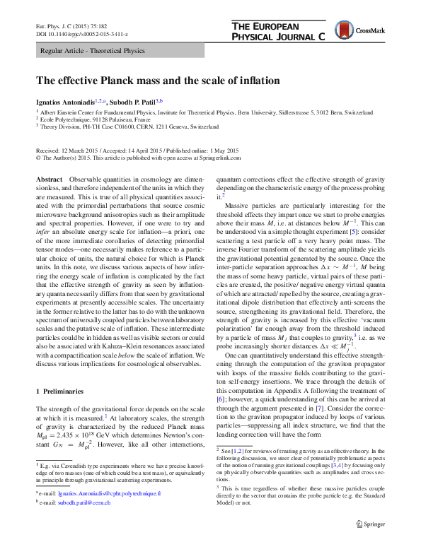 (PDF) Regular Article- Theoretical Physics The effective Planck mass ...
